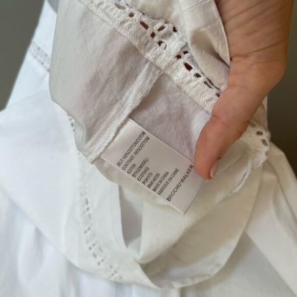 BROCHU WALKER Koren Dress White Size XS Eyelet Lace Oversized Relaxed Chic Crisp - Picture 16 of 16